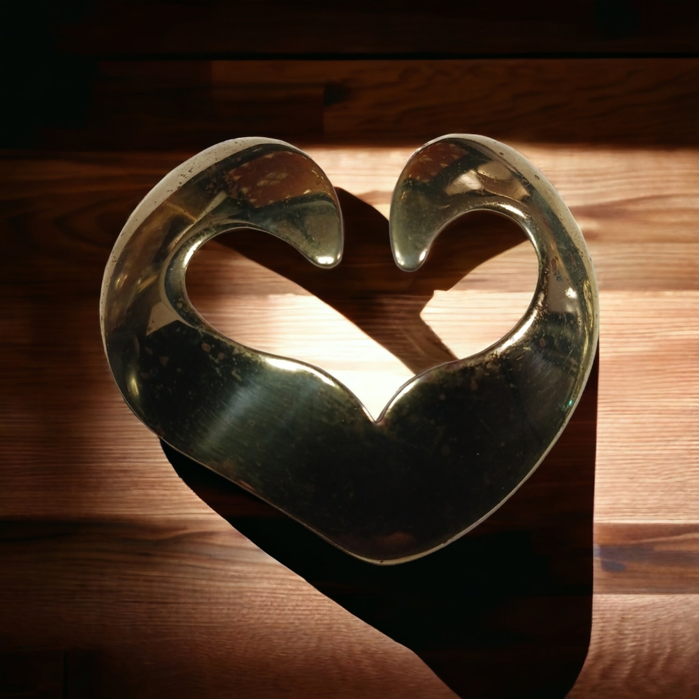 Solid Brass Open Heart Scarf Clip - image 1